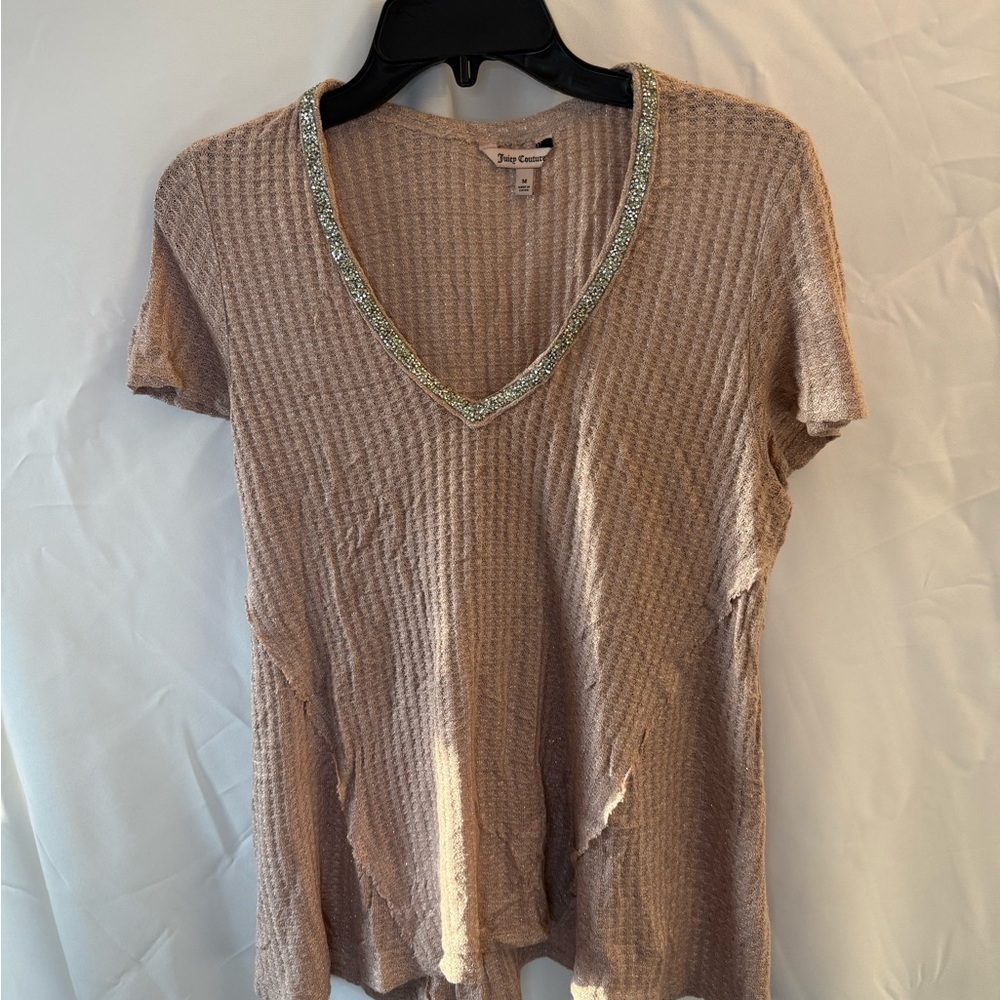 Juicy Couture Textured light pink V-Neck Tee